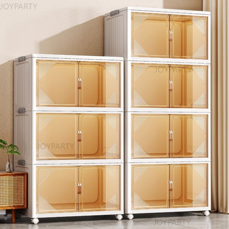 JoyParty ตู้เก็บของพลาสติก ตู้อเนกประสงค์ ความจุแบริ่ง 200KG ลิ้นชักขนาดใหญ่ ตู้เสื้อผ้าที่มีล้อสามารถพับเก็บได้ สไตล