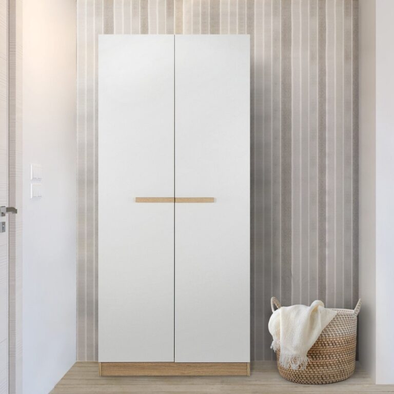 SB Design Square ตู้เสื้อผ้าบานเปิด รุ่น Hanz สีไม้อ่อน 80x60x180 ซม แบรนด์ KONCEPT FURNITURE