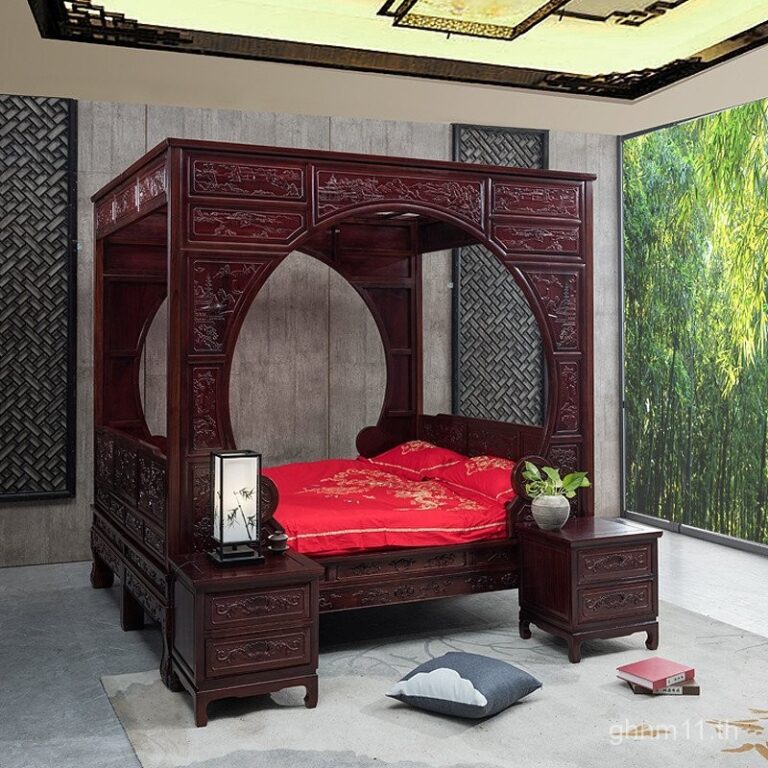 เตียงถ้ำพระจันทร์คู่ดอกพลัม เฟอร์นิเจอร์คลาสสิกหมิงและชิง เตียงขั้นบันได เตียงมังกรโบราณ เตียงเจ้าหญิง เตียงแบบดึงออกได้แบบเก่า