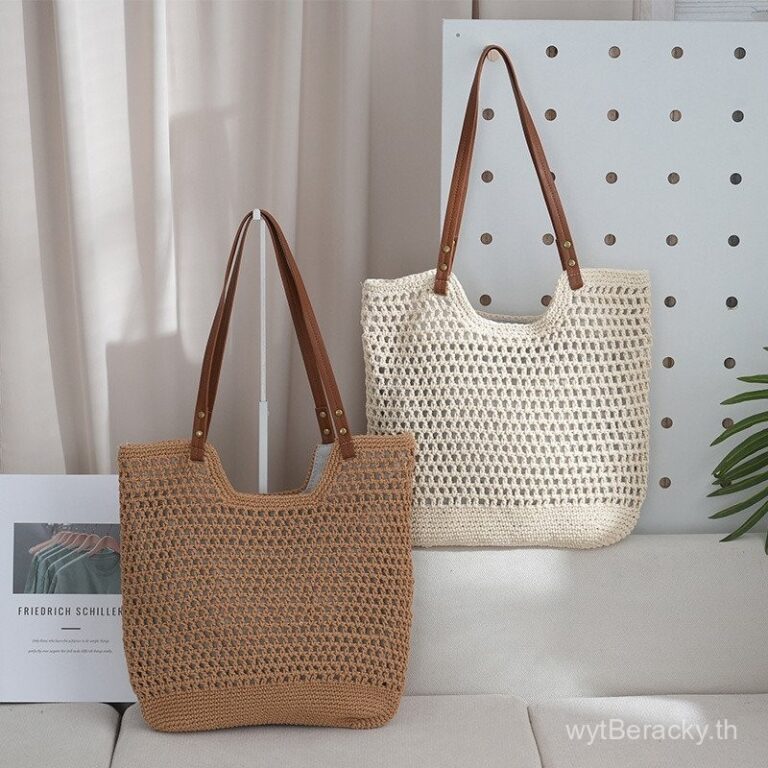 บูติกที่ดีที่สุดกระเป๋าผ้าถักเชือกฝ้ายสะพายไหล่ความจุขนาดใหญ่แบบใหม่กระเป๋าโท้ทตาข่ายกลวงกระเป๋าชายหาดสำหรับวันหยุดพักผ่อนริมทะเล
