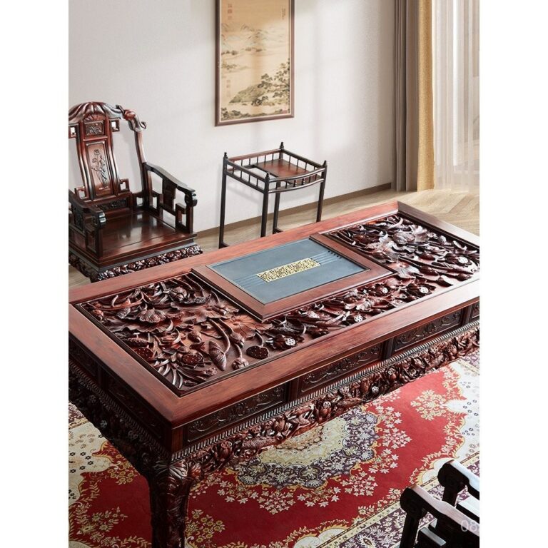 โต๊ะน้ำชาไม้จันทน์แดงลาว โต๊ะน้ำชาไม้ชิงไท่ ชุดโต๊ะน้ำชาไม้จันทน์เหลือง สไตล์จีน โต๊ะกาแฟไม้เนื้อแข็ง ชุดเต็มสำหรับห้องนั่งเล่น