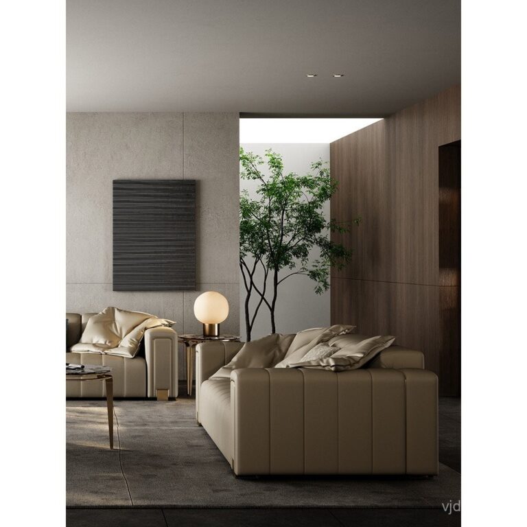 โซฟาหนังแท้แท้จาก Charm Master หรูหราเบา สมัยใหม่ ขนาดใหญ่ สำหรับห้องนั่งเล่นในอพาร์ตเมนต์ เฟอร์นิเจอร์ระดับสูง หนังวัวชั้นยอด โซฟาแถวตรง