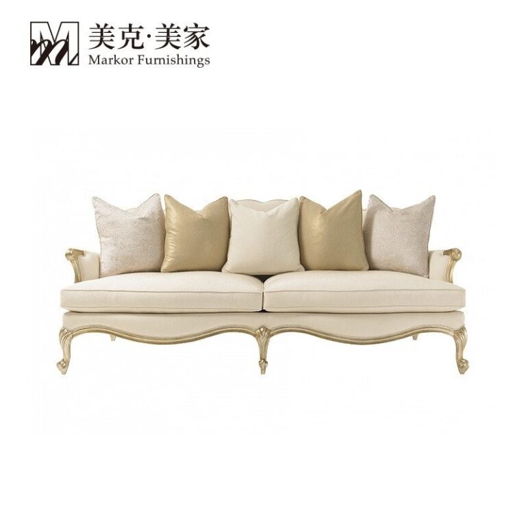 โซฟาผ้าสามที่นั่ง Meike Meijia Caracole is You โซฟาไม้เนื้อแข็งสไตล์โรแมนติกฝรั่งเศส