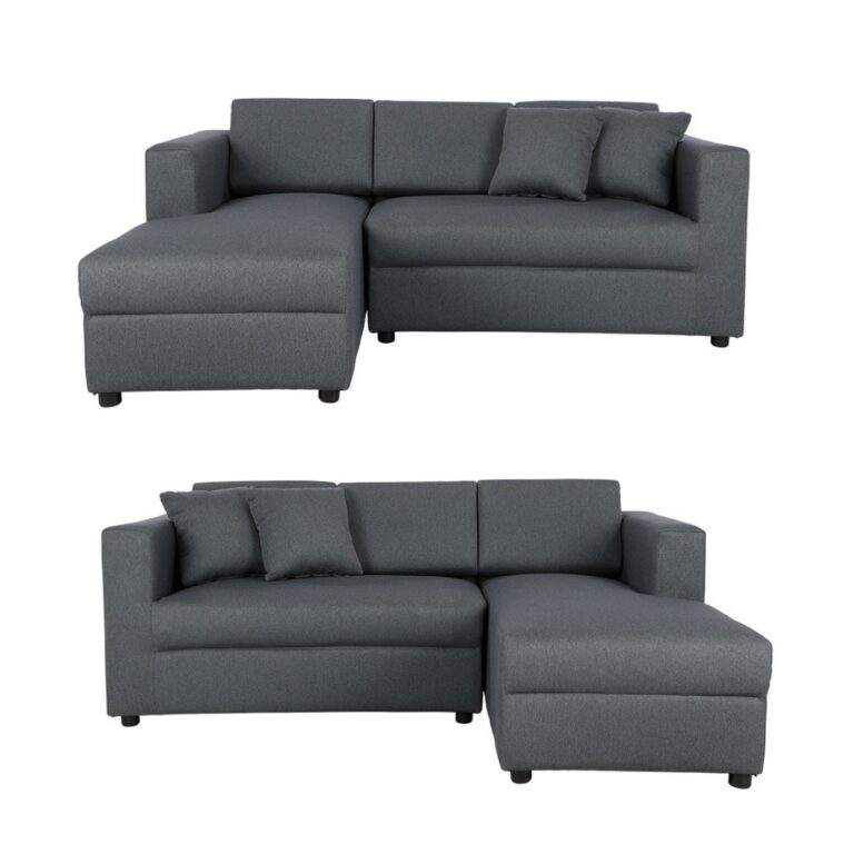 INDEX LIVING MALL โซฟาผ้า LShape รุ่นจิม สีเทาเข้มเลือกข้างLShapeได้