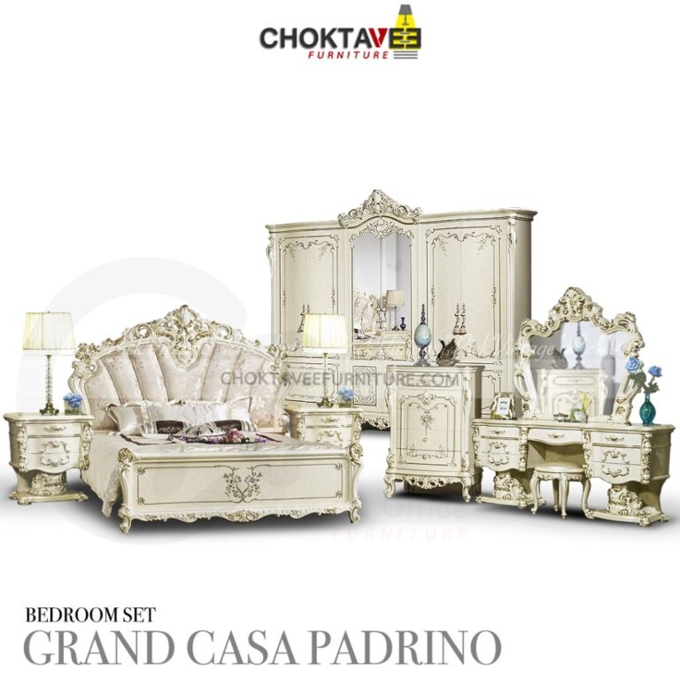 ชุดห้องนอนวินเทจ หลุยส์ เจ้าหญิง เซ็ต7ชิ้น Diamond White Series รุ่น GRAND CASA PADRINO EXCLUSIVEI Pick Collection