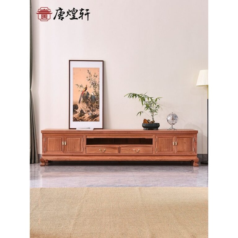 เฟอร์นิเจอร์ไม้มะฮอกกานี Myanmar Rosewood ตู้วางทีวีห้องนั่งเล่นสไตล์จีนไม้เนื้อแข็งล็อคตู้เก็บของตู้ชั้น Mo