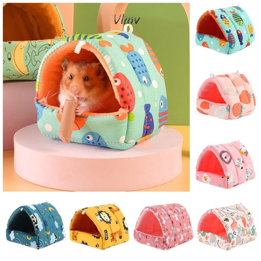 VLMV บ้านหนูแฮมสเตอร์กรงขนาดเล็กสีสันสดใสฤดูหนาวกระต่ายกระรอกเสื่ออบอุ่น
