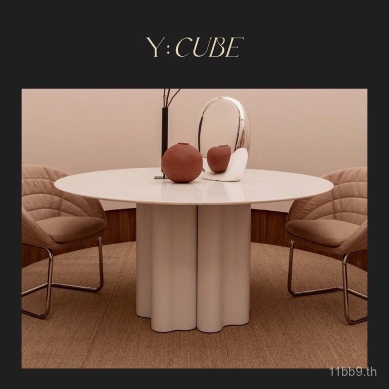 โต๊ะรับประทานอาหารดีไซน์สีขาวแก้วหินอ่อนนำเข้าจากอิตาลี YCUBE Saba Teatro Magico