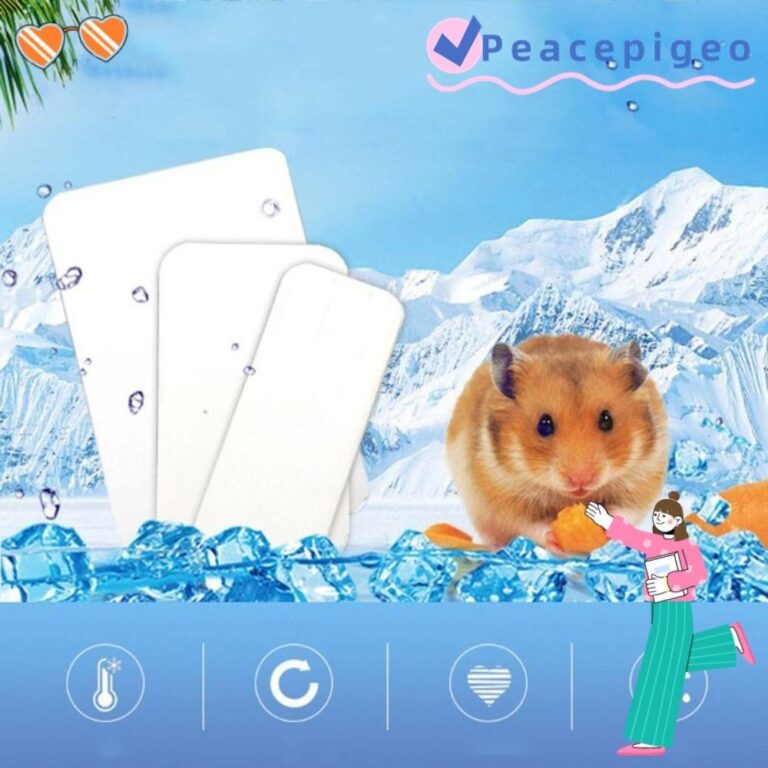 กระดานทาความเย็นหนูแฮมสเตอร์ PEACEPIGEO อุปกรณ์กระต่ายหนูแฮมสเตอร์อลูมิเนียมพลาสติก แผ่นน้าแข็งสัตว์เลี้ยงเย็นสีเงิน