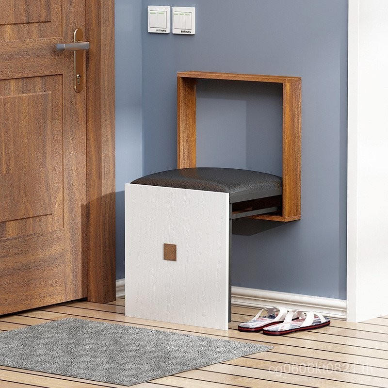 โต๊ะเปลี่ยนรองเท้าติดผนังสำหรับโถงทางเดิน โต๊ะรองเท้าติดผนังแบบพับได้ที่มองไม่เห็นสำหรับใช้ในบ้าน เหมาะสำหรับทางเข้าประตู 3F0S