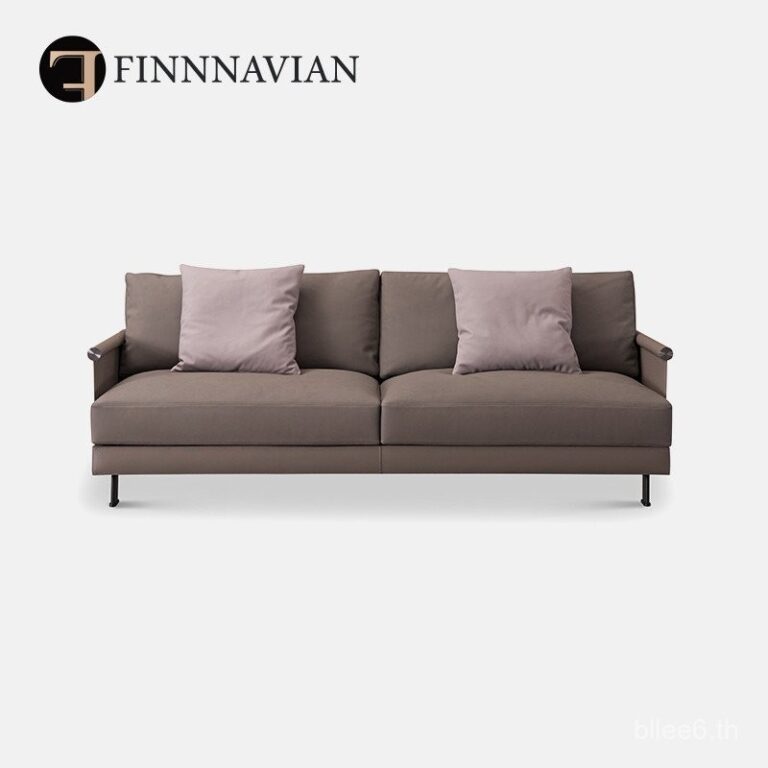 โซฟาคู่หรูหราสไตล์มินิมอลลิสต์อิตาลีจากซีรีส์เฮอริเทจ Fennervia ทำจากหนังเต็มตัว Salina
