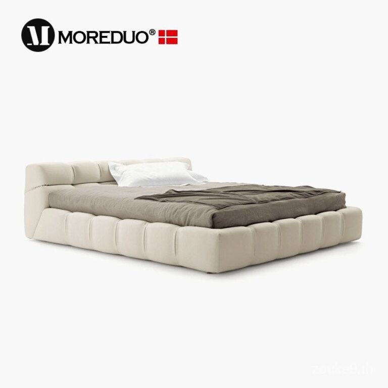 ที่นอนหนังแท้สไตล์อิตาลี MOREDUOเตียงคู่ เตียงนอนในห้องนอนใหญ่ เตียงพื้นสไตล์มินิมอล ทันสมัยและหรูหรา เตียงหนังแบบ Tufty