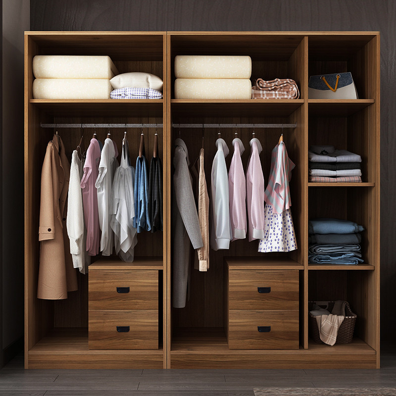 004ตู้เสื้อผ้าแบบกำหนดเองWardrobe home bedroom modern minimalist cabinet panel large wardrobe solid wood custom