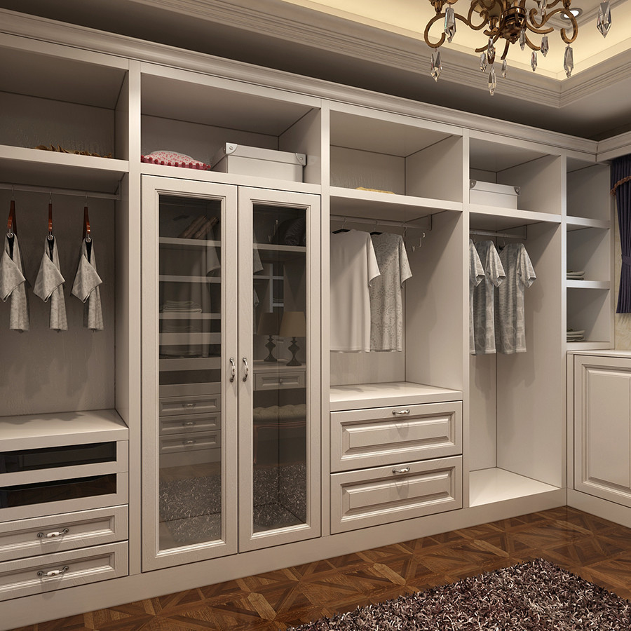 004ตู้เสื้อผ้าแบบกำหนดเองBedroom custom L shape walkin wardrobe cabinet closetขนาดและสีสามารถปรับแต่งได้