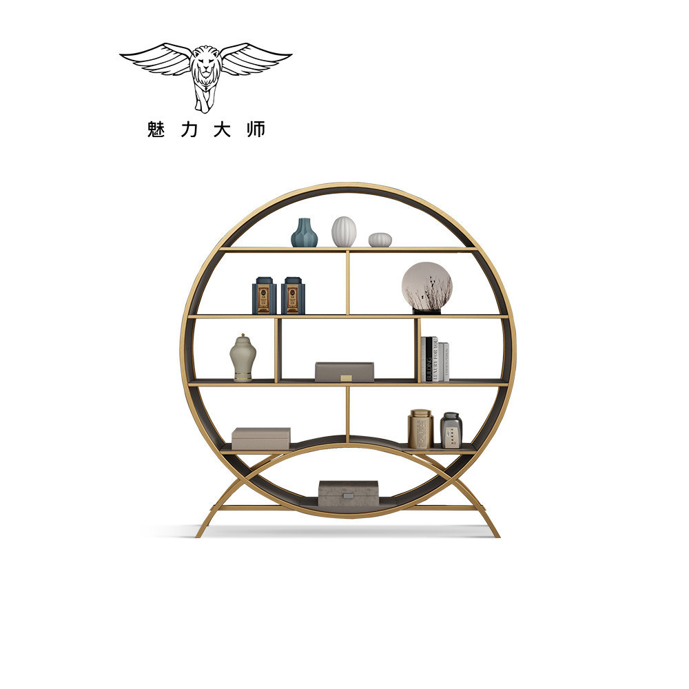 ชั้นวางหนังสือสไตล์จีนใหม่ Bogu สำหรับสำนักงาน การศึกษา ดีไซน์ชั้นวางหนังสือแบบตั้งพื้น ชั้นเก็บของสแตนเลส โมเดิร์น หรูหรา