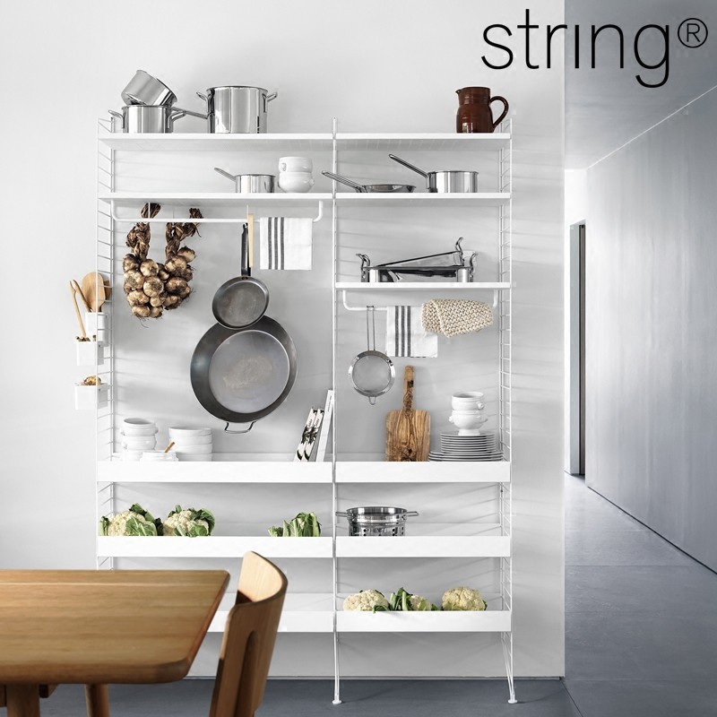 ตู้เก็บของในครัวแบบเชือกสวีเดน ชั้นวางจัดระเบียบอเนกประสงค์ สไตล์นอร์ดิก โมเดิร์น เรียบง่าย