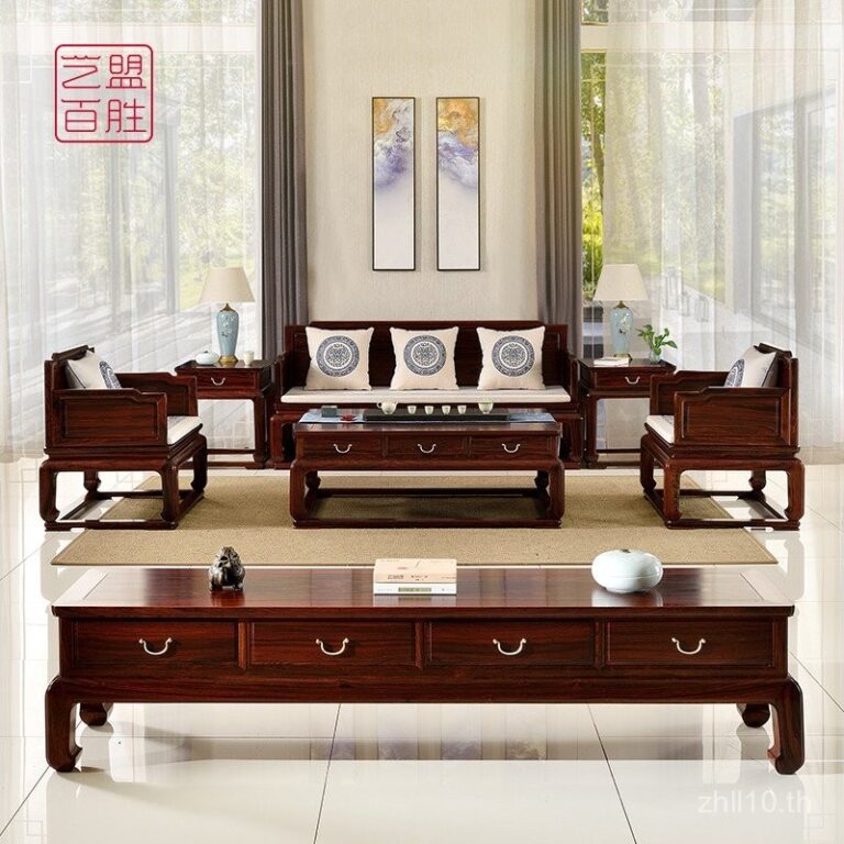 ชุดโซฟาไม้สีแดง Yimeng Baisheng ไม้สีเหลืองไม้จันทน์ไม้แดง ชุดโซฟาสำหรับห้องนั่งเล่นสไตล์จีนใหม่