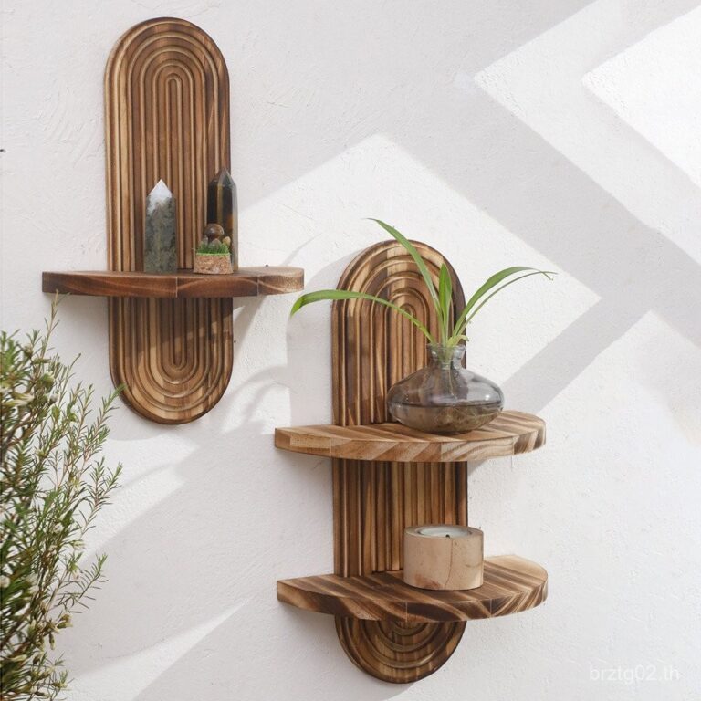 ของขวัญใหม่ ชั้นวางไม้เนื้อแข็งรูปไข่ที่เผาถ่าน สร้างสรรค์ งานฝีมือไม้ ตกแต่งบ้าน ห้องนั่งเล่น