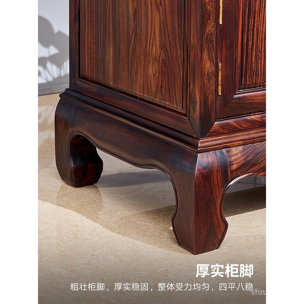 ตู้เก็บของไม้สีดำอินโดนีเซีย Tang Centennial สี่ประตู สองลิ้นชัก ไม้สันดาลเหลืองใบกว้าง มาตรฐานแห่งชาติ ไม้แดง สไตล์จีน สำหรับห้องนั่งเล่น ตู้วางทีวี