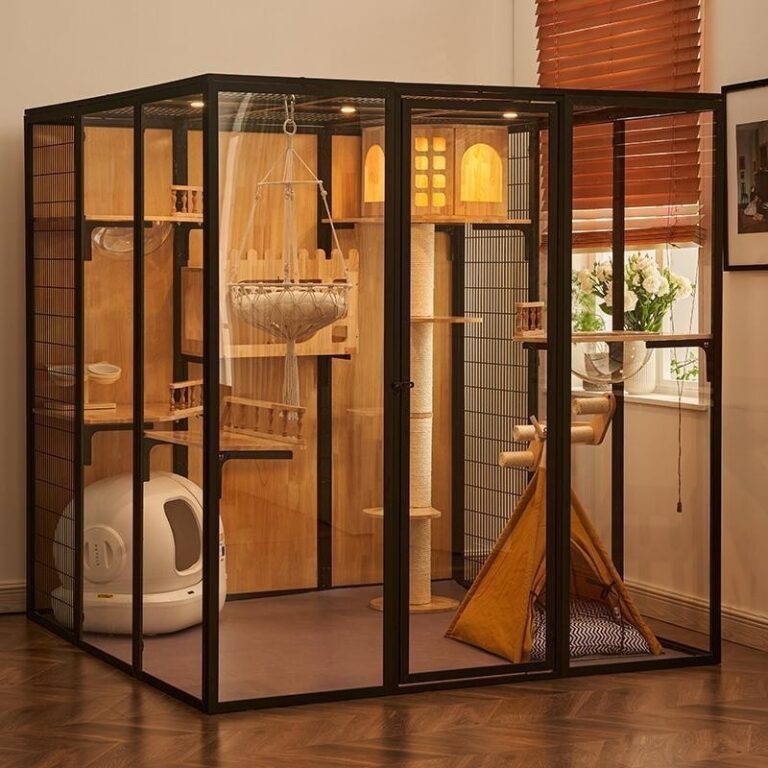 การประกันคุณภาพ Meowlis Cat Villa Aluminum Profile Cat Cage Extra Large Free Space Cattery Pet