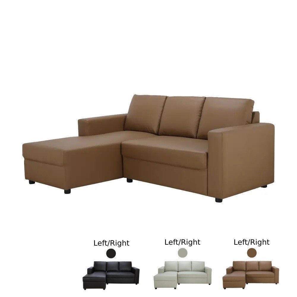 INDEX LIVING MALL โซฟาหนังสังเคราะห์ LShape รุ่นจอร์จ สีน้ำตาลเข้มสีเทาอ่อน และสีน้ำตาลเลือกสีและข้างได้