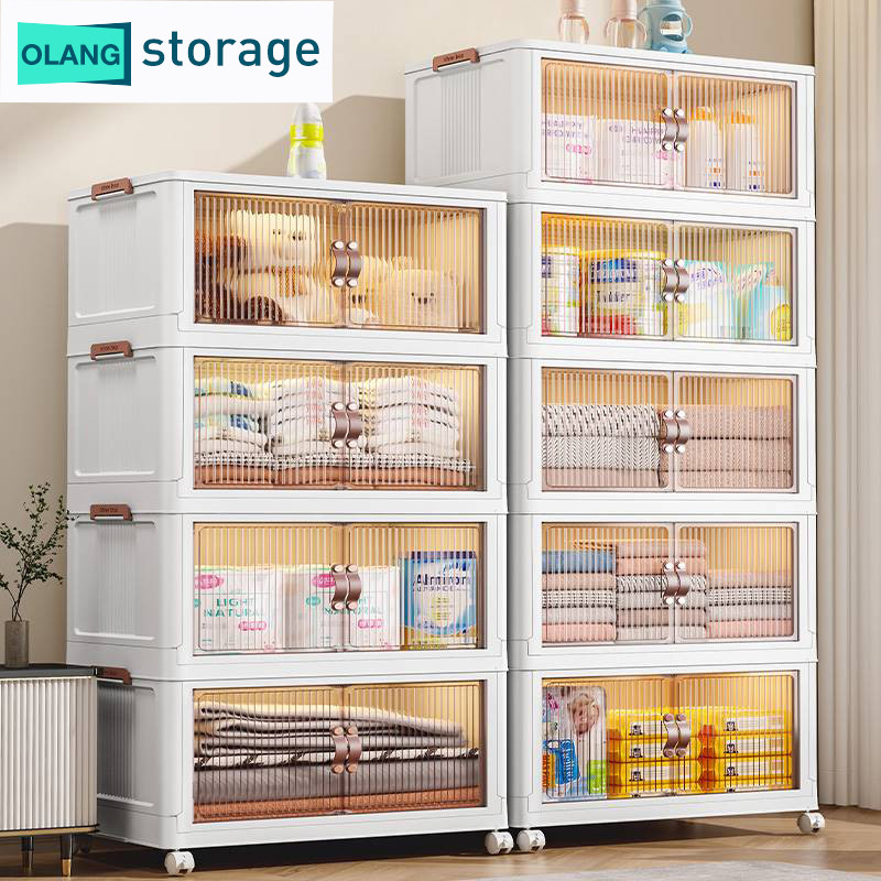 Oy กล่องเก็บขอเนกประสงค์ มีล้อ พับเก็บได้ กล่ใส่ข ตู้เสื้อผ้า 60cm ความชื้นและกันน้ำ มีล้อ