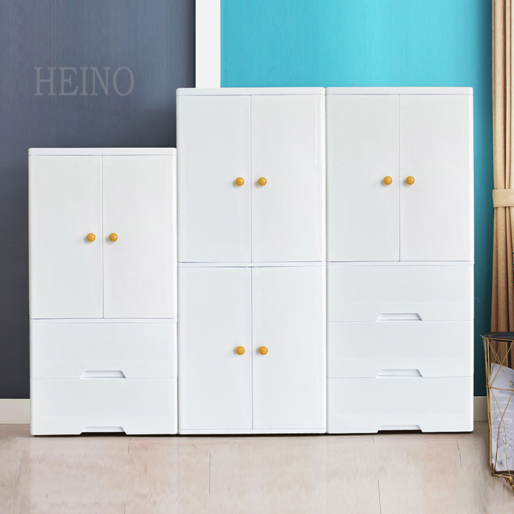 HEINOตู้เสื้อผ้าสีสลับเด็กที่เก็บของประตูคู่พร้อมลิ้นชัก พร้อมล้อเลื่อน เป็นมิตรกับสิ่งแวดล้อม ไม่มีกลิ่น ปลอดสารพิษ