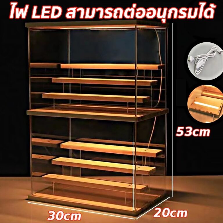 กล่องไม้LEDกล่องโชว์โมเดล พร้อมไฟ LED การซ้อนทับสามารถเชื่อมต่อเป็นอนุกรมได้ ตู้โมเดล 136 ชั้น