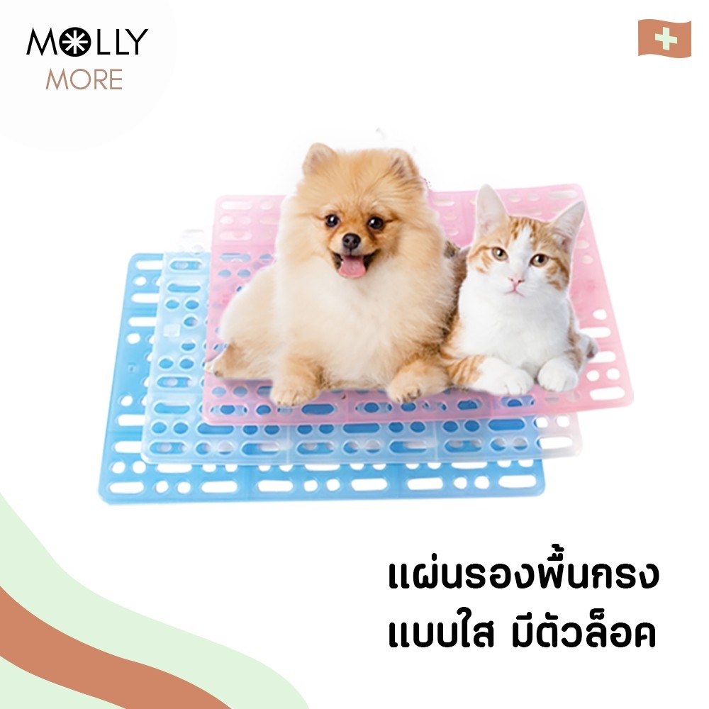 MOLLY แผ่นปูกรง แบบใส มีตัวล็อค แผ่นรองพื้นกรง ปูพื้นห้อง กันลื่น แผ่นรองกรงสัตว์เลี้ยง แผ่นปูพื้น แผ่นสแลค