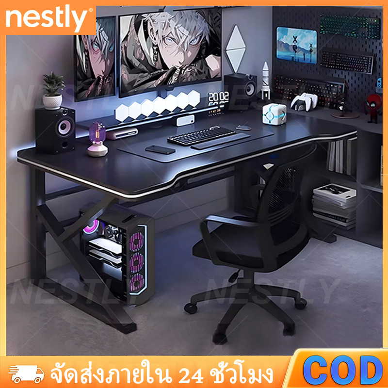 ในสต็อกโต๊ะคอม โต๊ะเกมมิ่ง 100120140cm ขาโลหะที่มั่นคง อเนกประสงค์ Esports