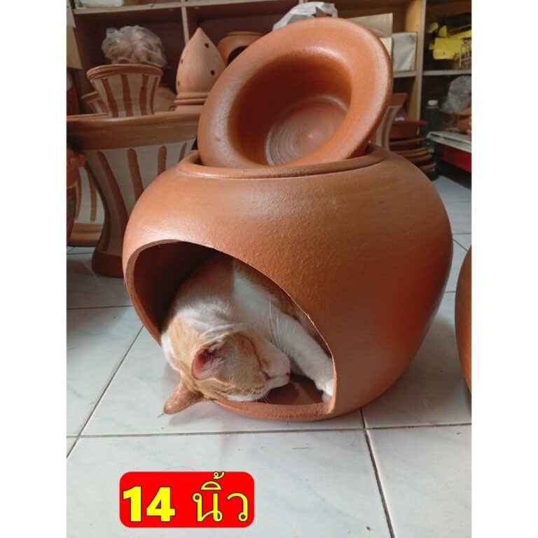 บ้านดินเย็น พร้อมส่ง น้องแมว กระต่าย มีฝาปิด ด้านบนโอ่งให้ ช่วยลดอาการฮีสโตรก ใส่น้ำ น้ำแข็งได้ รับประกันความเสียหายให้