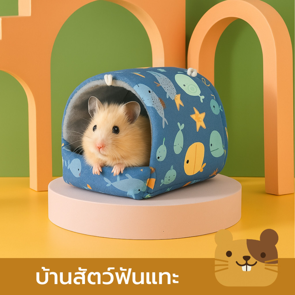 บ้านสัตว์ฟันแทะ ผ้าฝ้าย บ้านผ้าชูการ์ กระรอก นก ชูการ์ เม่น หนูแฮมเตอร์แขวนกรงได้ Hamster House