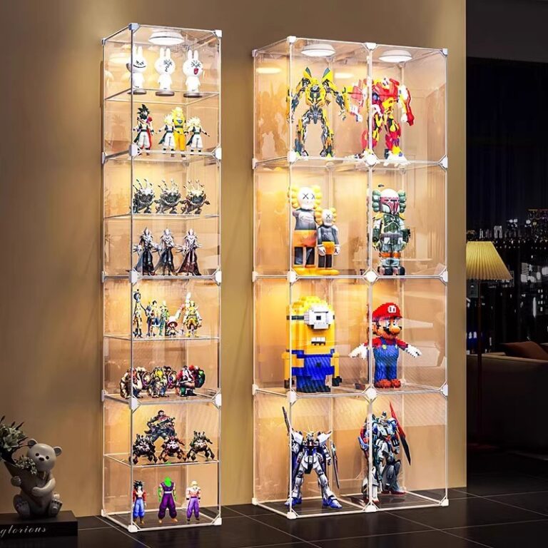 FORYO ตู้โชว์พลาสติกใส ตู้โชว์โมเดลDIY 4 8 ชั้น มีประตูเปิดปิดและเก็บของได้หลากหลาย PVC พร้อมความจุขนาดใหญ่