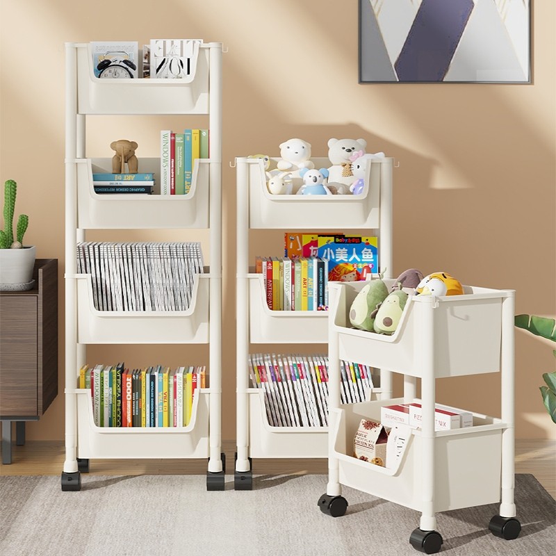 CONY ชั้นวางของพลาสติก มาพร้อมกับล้อ รถเข็นเก็บของเ ชั้นวางหนังสือมินิมอล ชั้นวางของพลาสติก