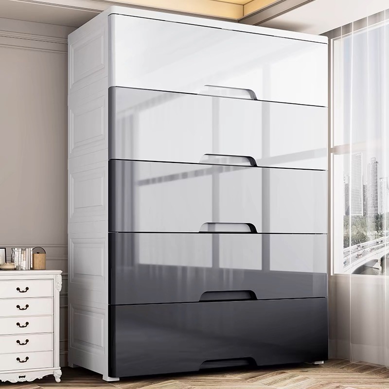 JUYBOS ลิ้นชักใส่เสื้อผ้า กล่องใส่ของ 76543ชั้น ตู้เก็บของ ตู้เสื้อผ้า ตู้ลิ้นชักพลาสติก มีล้อ