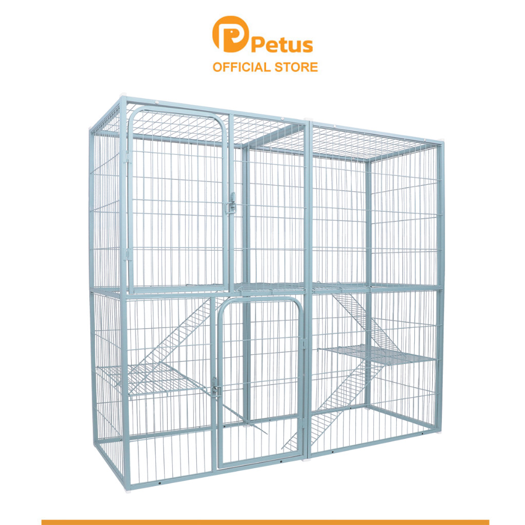 PetusNew กรงสีด้านกรงแมวคอนโด ซี่ห่าง 3 ซม มี 6 ขนาด สีขาว กรงแมวขนาดใหญ่ แข็งแรง ทนทาน Cat Villa