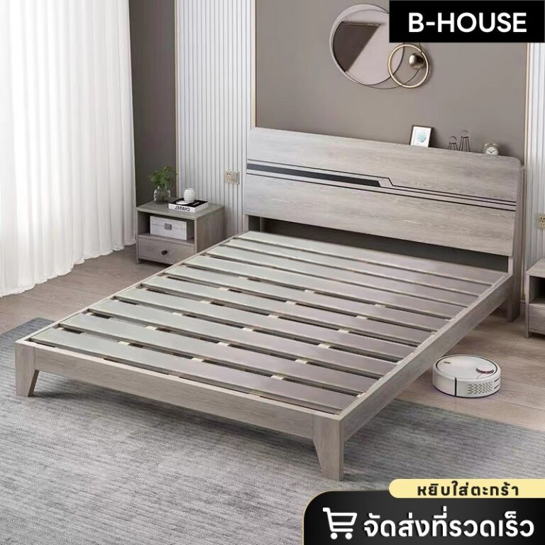 เตียงพร้อมส่ง 654 ฟุต เตียงเฟอร์นิเจอร์ เตียงไม้เนื้อแข็ง ทันสมัย เรียบง่าย ไม้เนื้อแข็ง 100