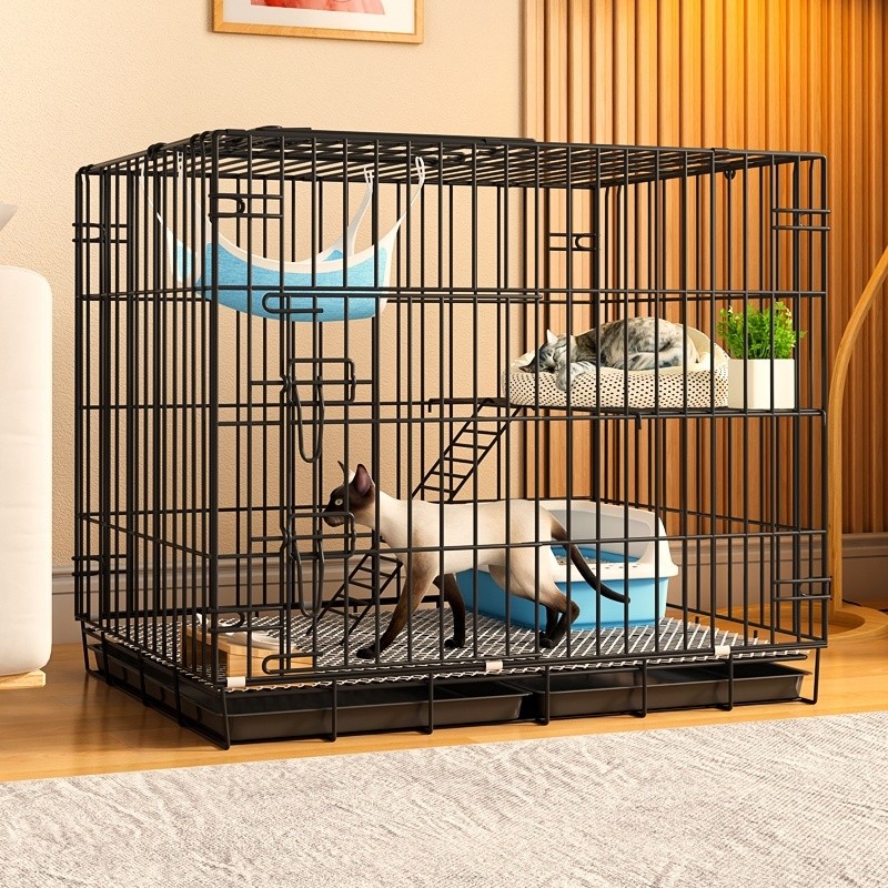 ลังสุนัขประตูเดี่ยวและสองประตูที่ได้รับการปรับปรุง รวมกระทะป้องกันการรั่ว เท้าป้องกันพื้น แผงแบ่ง คุณสมบัติที่จดสิทธิบัตรใ