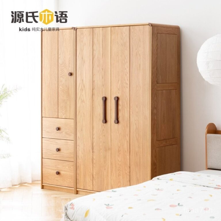 Genji Muyu ไม้เนื้อแข็งตู้เสื้อผ้าเด็ก Nordic Simple ตู้เสื้อผ้าในครัวเรือนห้องนอนขนาดใหญ่ความจุแยก X Area Storage Storage Storage