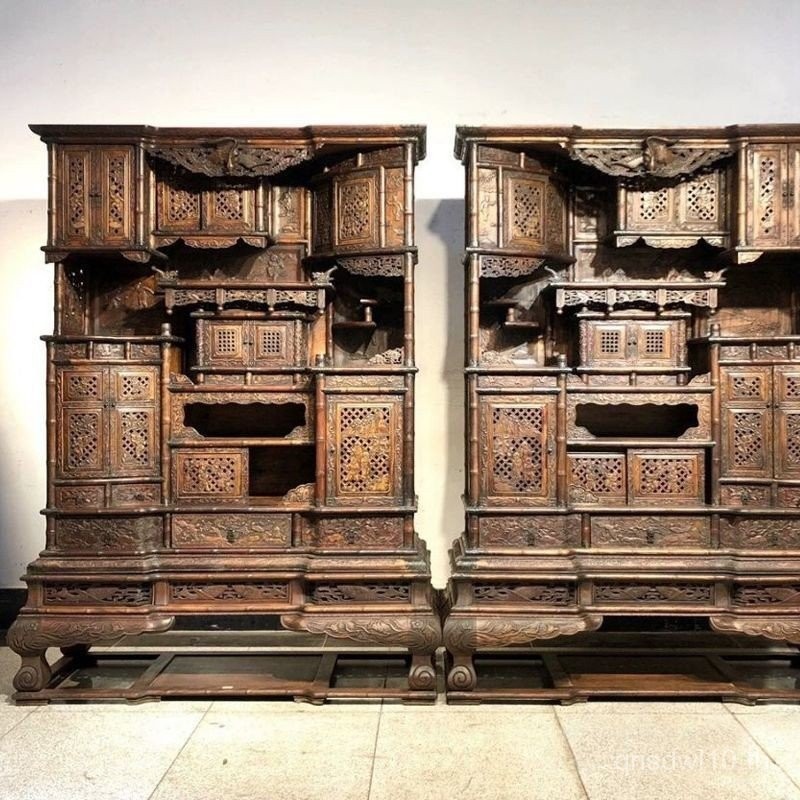 รูปแบบใหม่ชั้นทางเข้าไม้เนื้อแข็งโบราณ พระเจ้า กรอบสไตล์จีน ดูโอบาเก แกะสลักนกตาข่ายชิงชันผนังพื้นหลัง