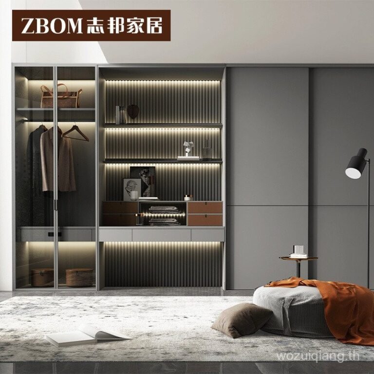 ของแท้อย่างเป็นทางการ Zhibang ตู้เสื้อผ้าที่กาหนดเองในครัวเรือนห้องนอนเรียบง่ายทันสมัยประตูบานเลื่อนห้องรับฝากของโดยรวมประกอบที่กาหนดเอง