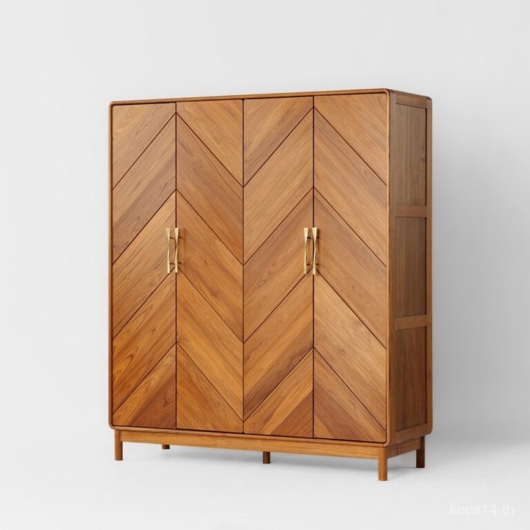 Yike Round Dance ตู้เสื้อผ้าสไตล์ยุคกลางอิตาเลี่ยน Fishbone Fighting Simple พม่าไม้สักวอลนัทสีดา Hard Maple Log Wax Oil