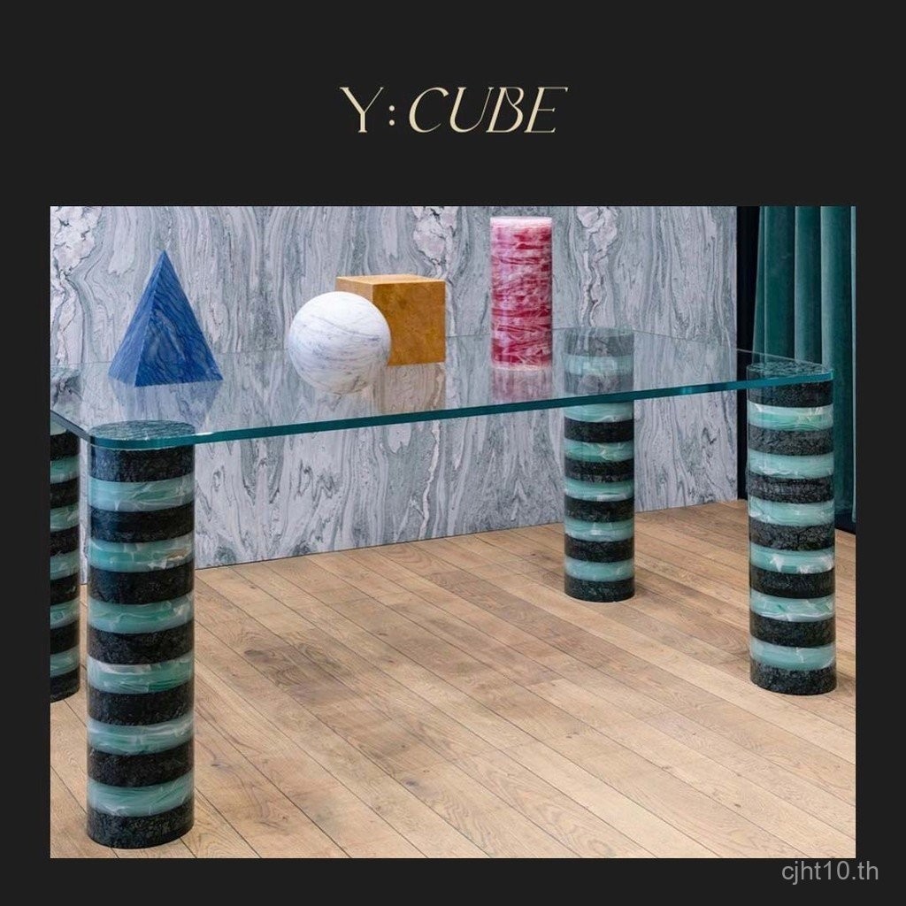 Y CUBE อิตาลีนาเข้า Budri Architexture หินอ่อนรูปร่างห้องนั่งเล่นโต๊ะกลมตารางสี่เหลี่ยมด้านข้าง