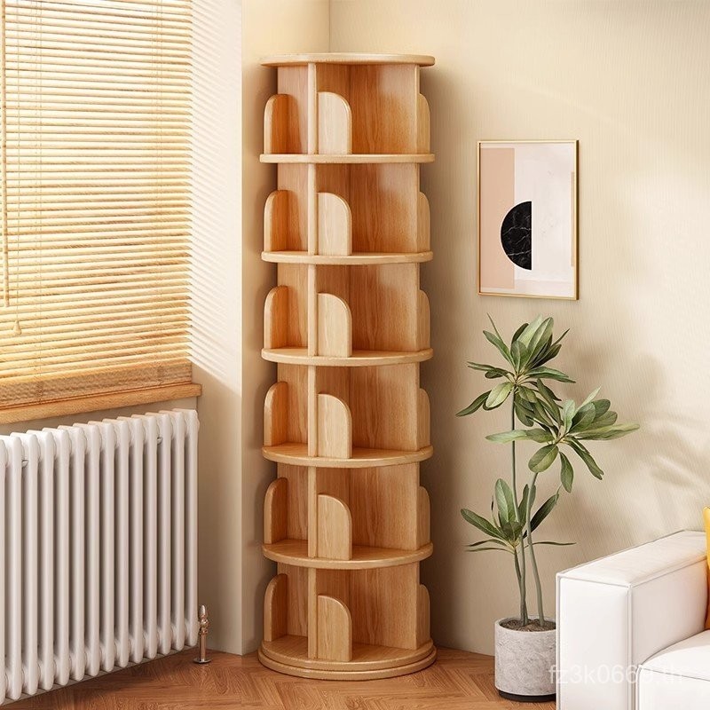 มุมหมุน360องศาชั้นวางไม้เนื้อแข็งหนังสือภาพผนังกลับห้องนั่งเล่นเด็กที่ถอดออกได้ชั้นยืนชั้นวางหนังสือตู้หนังสือชั้นวาง วว