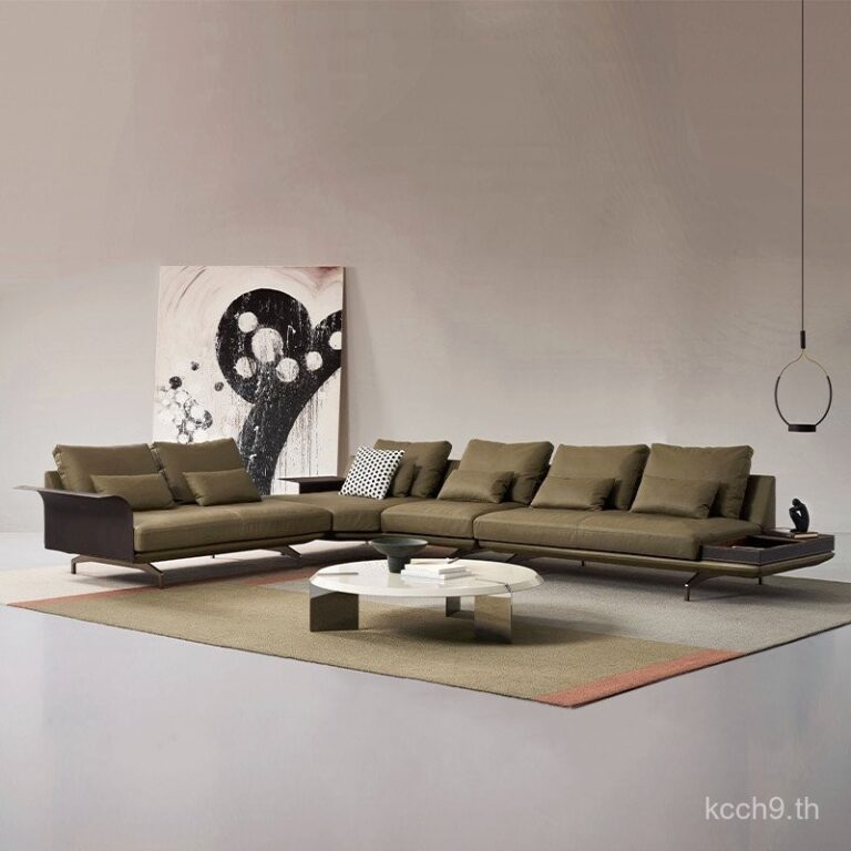 FOMIX อิตาลี Minimalist โซฟาหนังแท้รวมกันห้องนั่งเล่นหรูหรา HighEnd อานหนังหนังวัวชั้นแรก