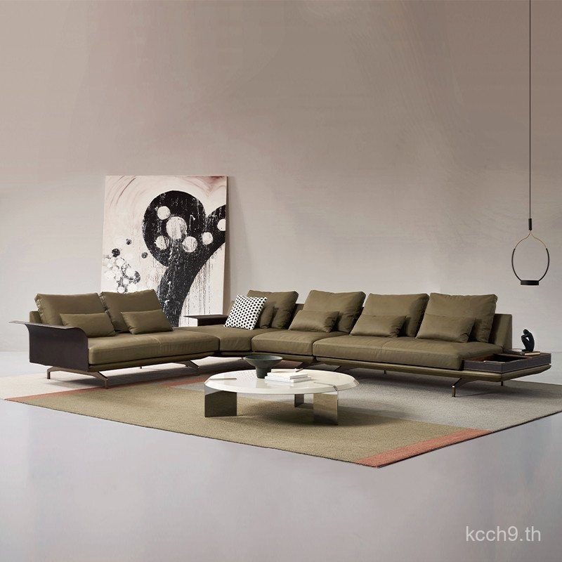 FOMIX อิตาลี Minimalist โซฟาหนังแท้รวมกันห้องนั่งเล่นหรูหรา HighEnd อานหนังหนังวัวชั้นแรก