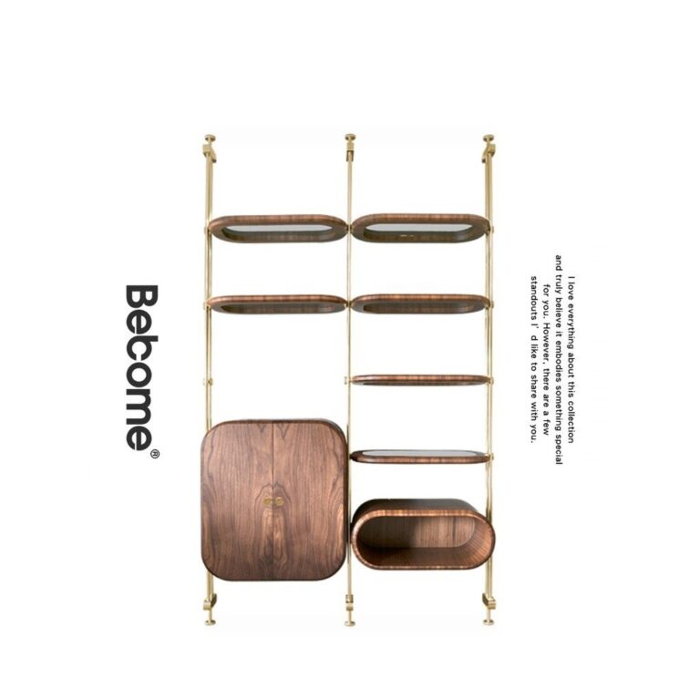 ชั้นวางโชว์ฟริสบีโลหะลายไม้สไตล์มินิมอลสำหรับโฮมสเตย์ ตู้เก็บของแบบประตูคู่ ชั้นวางหนังสือสำหรับตกแต่ง