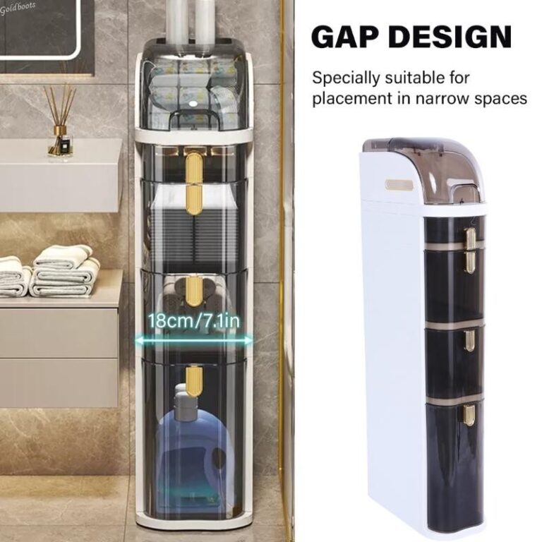 GB อเนกประสงค์ 4 ระดับลิ้นชักเก็บรถเข็น Closestool Crevice Rack มีล้อ
