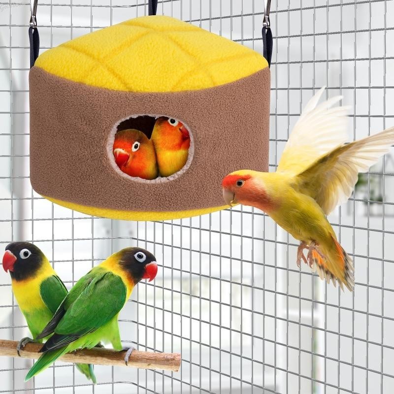 GB Parrot Nest Plush Snuggle Hut สัตว์เล็กฤดูหนาวเตียง Warm Hammock 2 8 Entrance