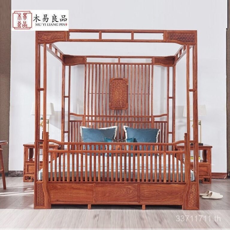 Muyi Liangpin เฟอร์นิเจอร์ไม้มะฮอกกานี แอฟริกัน Rosewood ชื่อวิทยาศาสตร์ เม่นไม้จันทน์สีแดง เตียงไม้เนื้อแข็ง ชั้นวาง เตียงขนาดใหญ่คลาสสิก